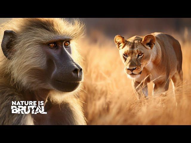 How These Baboons Trick Others Onto the Lion´s Dinner Table I Nature is Brutal