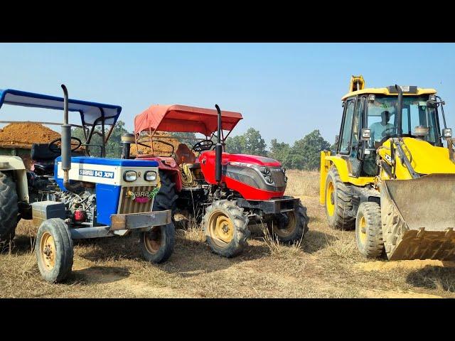 Jcb 3dx Eco Excellence Backhoe Loader Machine Loading Red Mud In Mahindra and Swaraj Tractor | JCB