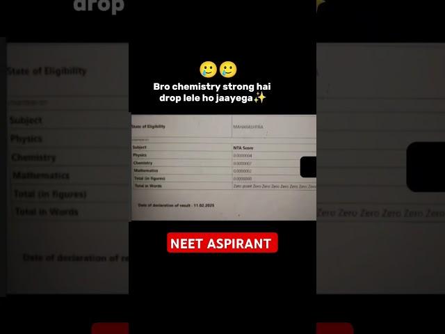 ️Bro Chemistry strong hai NEET 2025 #neet #neet2025#mbbs #yt #pw #viral #trending #allen #shorts