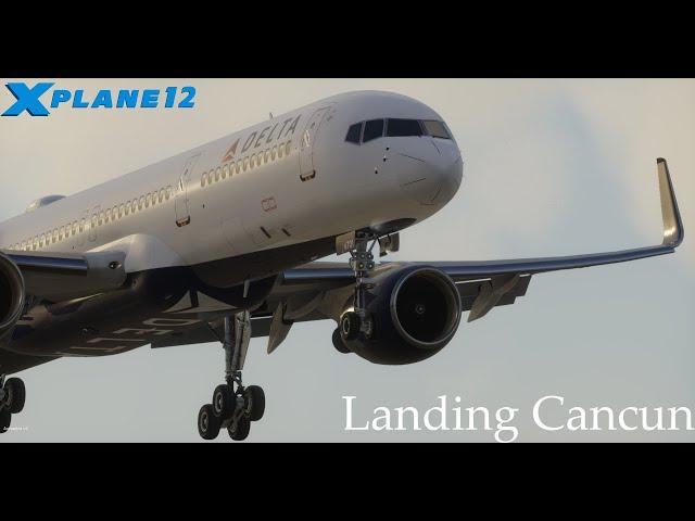 Late evening landing into Cancun | Flight-Factor B752 | X-Plane 12