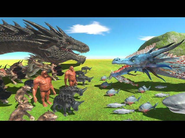 Dragon War - Chinese Dragon VS Western Dragon - Animal Revolt Battle Simulator