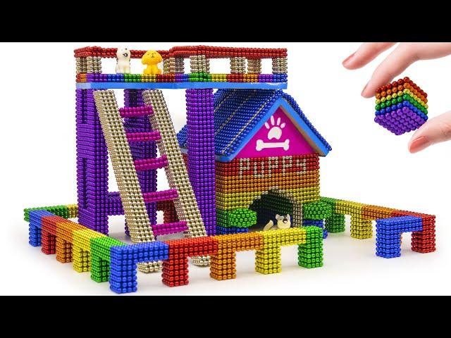 Challenge To Build A Dog House Outdoor Staircase From Magnetic Balls| ASMR Videos