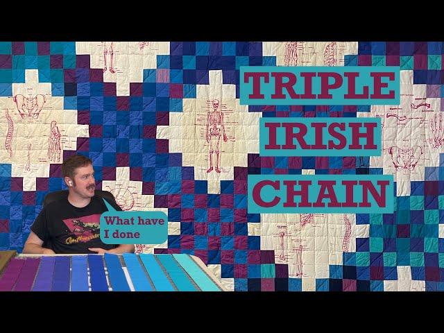 I made a CLASSIC Triple Irish Chain Quilt - and then screen-printed skeletons on it (with xTool kit)