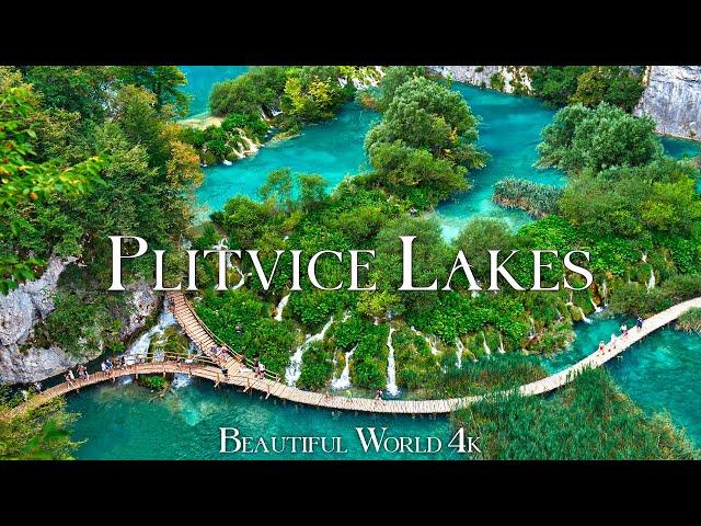 Plitvice Lakes 4K Crystal Waters of Croatian Lakes - Calming Piano Music - Beautiful Nature