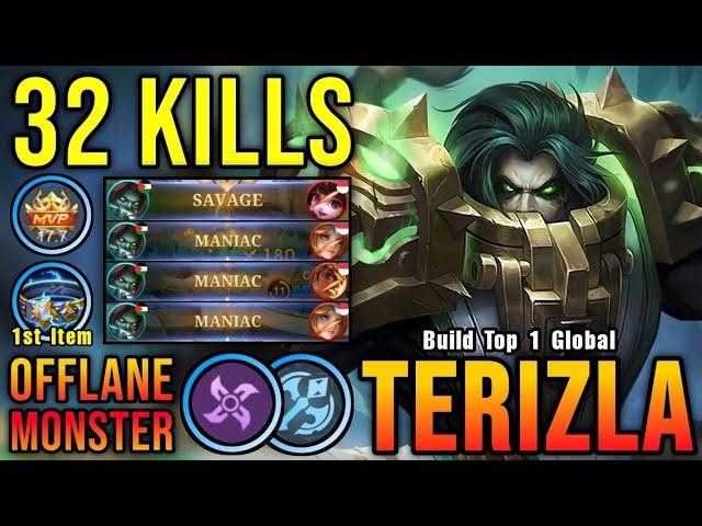 32 Kills + SAVAGE & MANIAC!! Terizla New Build (ONE SHOT DELETE) - Build Top 1 Global Terizla ~ MLBB