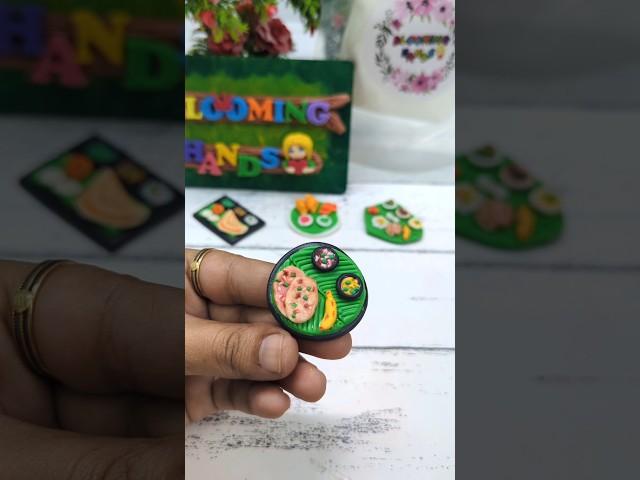 Miniature banana leaf tiffin Plate Fridge Magnet Making With Clay🫰 Blooming Hands Air Dry Clay