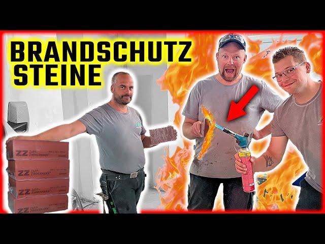 BRANDSCHUTZSTEINE MAUERN und FEUERPROBE mit Gasbrenner! | Home Build Solution