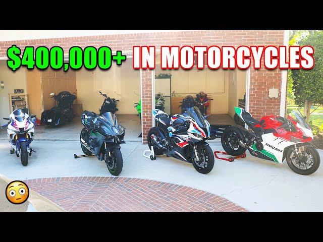 INSIDE AN INSANE DALLAS SUPERBIKE COLLECTION | Ninja H2, Fireblade, R1M, RSV4, M1000rr, ZX10rr