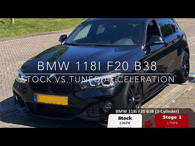 170HP BMW 118i F20 B38 STOCK 136HP VS STAGE 1 TUNED ACCELERATION 0-100 - BERKPerformance