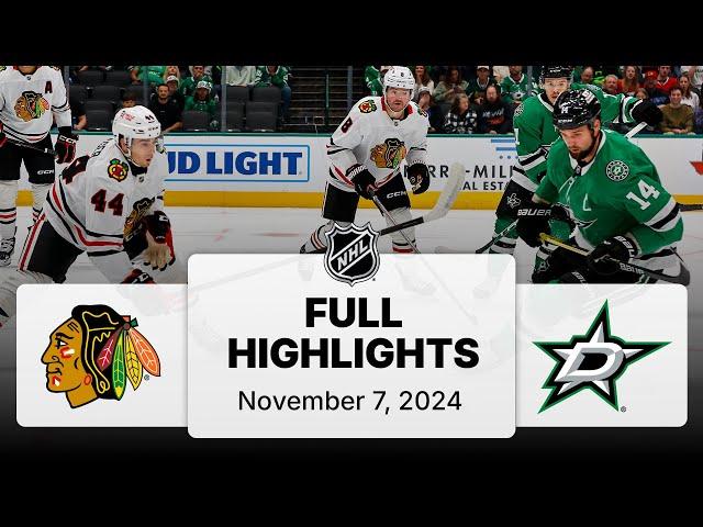 NHL Highlights | Blackhawks vs. Stars | November 07, 2024