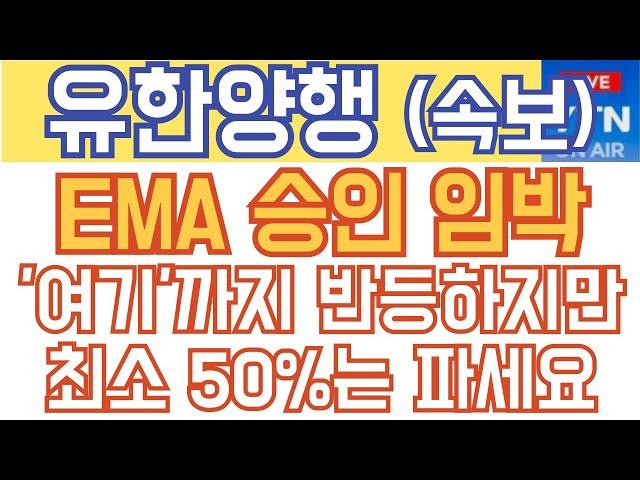 유한양행 주가전망 분석 - 주말속보) EMA 승인 임박! '여기'까지 반등하지만 최소 50%는 파세요!