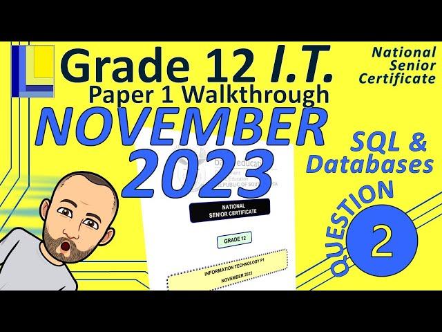 Information Technology | Grade 12 | Paper 1 November 2023 | Question 2 -SQL & Databases