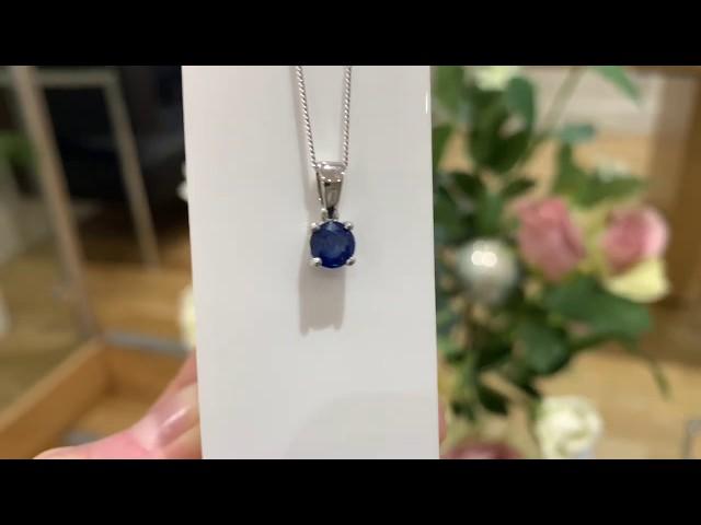 0.80 Carat Blue Sapphire Diamond Solitaire Pendant