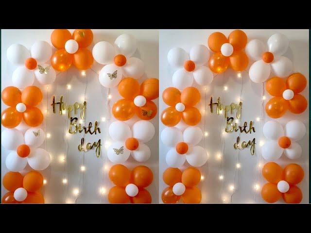 Easy birthday decoration at home | floral balloon decoration | unique birthday decoration