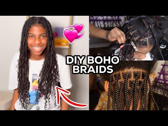HOW TO KEEP YOUR NATURAL HAIR PROTECTED + BOHO KNOTLESS BRAIDS STYLE | KYLIE GETS A NEW HAIR STYLE