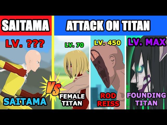 Saitama vs ALL Attack On Titans Level Challenge Rampage | Kaiju Animation