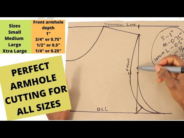 How to Cut Perfect Armhole for Different Sizes Using Standard Measurement/Armhole / Pattern Drafting