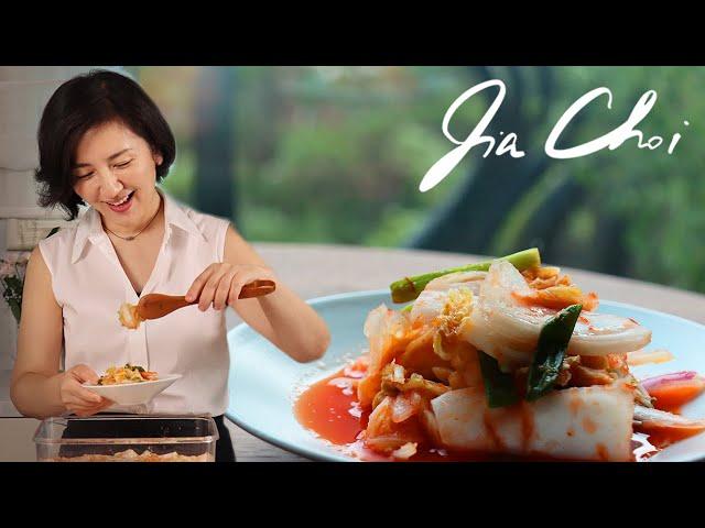 Non-spicy Cabbage Kimchi by Chef Jia Choi | Vegan Kimchi | Quick and Easy Recipe