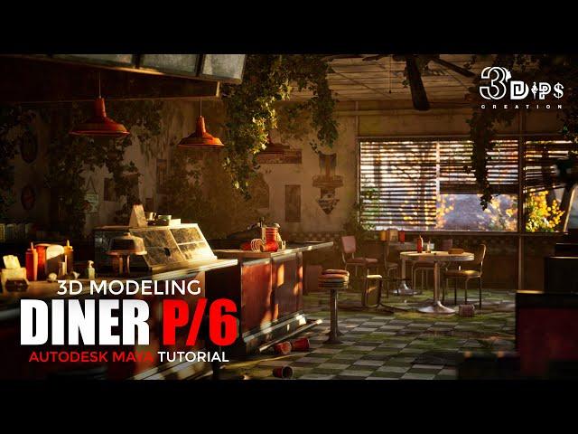 Autodesk Maya 3D Modeling | Create a Diner House Step-by-Step | Part 6 #3dmodelingtutorial