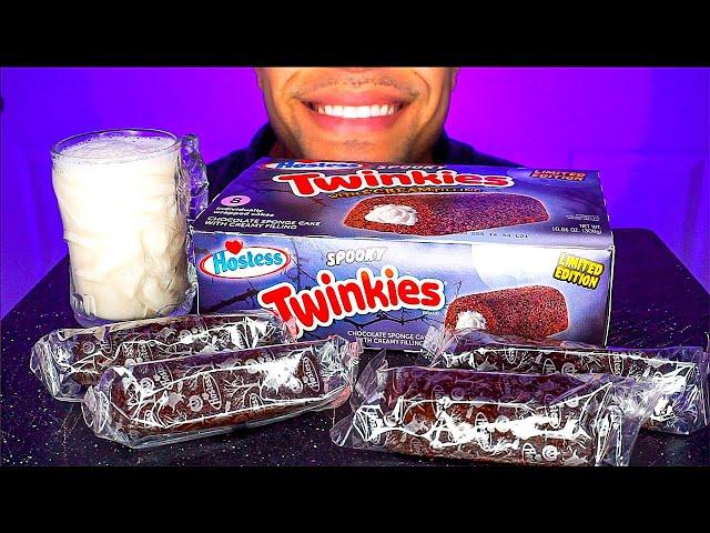 ASMR TWINKIES SPOOKY CHOCOLATE WITH MILK LIMITED EDITION HOSTESS TREATS EATING CANDY NO TALKING