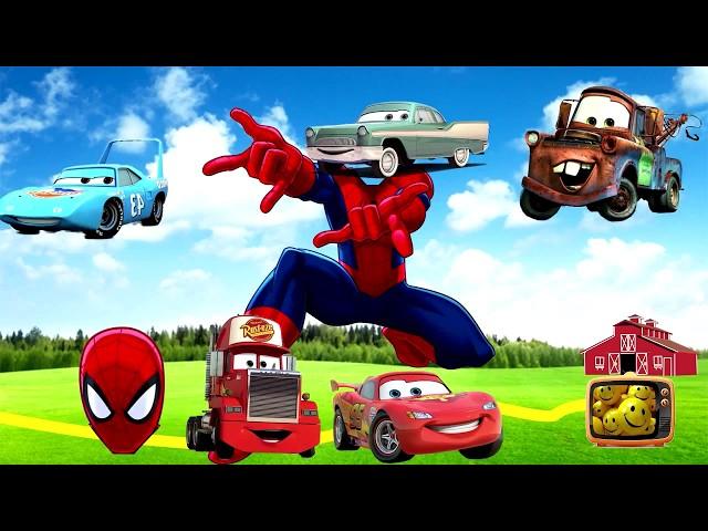 Wrong Heads Lightning McQueen Mack Truck Spiderman Disney Cars and Hulk