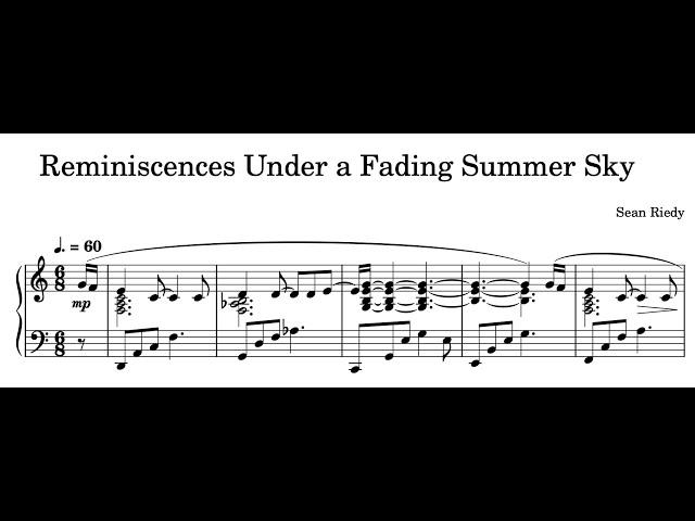 Sean Riedy - Reminiscences Under a Fading Summer Sky (Sheet Music + Audio)