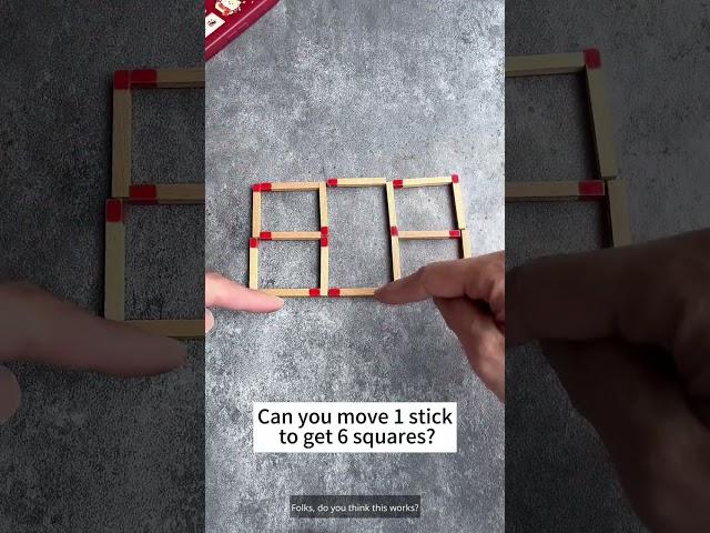 Can you move 1 stick to get 6 squares? #thinking #logic #puzzle #maths #math #mathematics