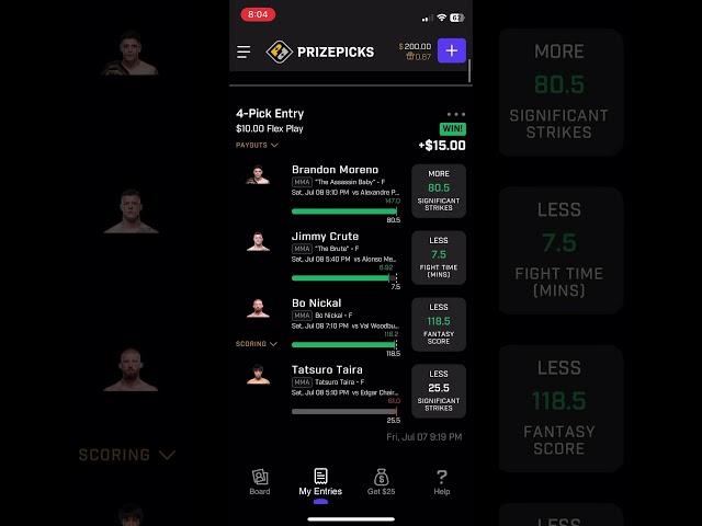 Made a lil $200 watching fights #ufc #prizepicks #gambling #sports #mma #money #viral