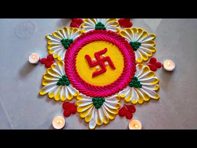 Diwali rangoli design|| Festival rangoli designs|| Rangoli for diwali|| Simple rangoli design||