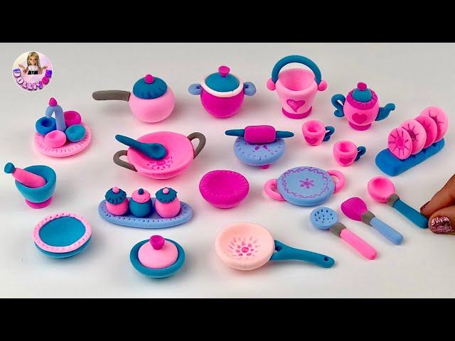 Amazing technique make kitchen set with polymer clay| Miniature clay kitchen set| Primitive kitchen