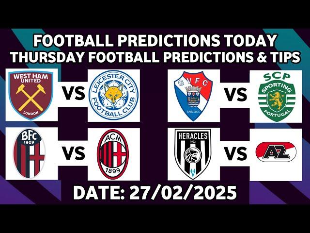 FOOTBALL PREDICTIONS TODAY 27/02/2025 SOCCER PREDICTIONS TODAY | BETTING TIPS, #footballpredictions