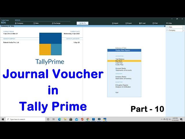 Journal Voucher In Tally Prime | Journal Voucher Entry In Tally Prime | Tally Prime Voucher's