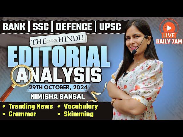 Editorial Analysis | 29th October, 2024 | Vocab, Grammar, Reading, Skimming | Nimisha Bansal