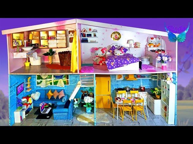 DIY Dollhouse for Barbie Dolls (miniature loft apartment): Living Room, Bedroom, Kitchen, Bathroom