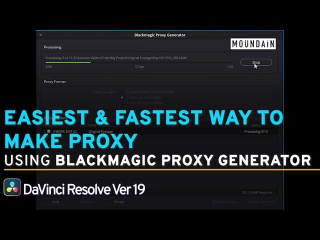 Easiest way to create video proxies fast in just one step using Blackmagic Resolve Proxy Generator