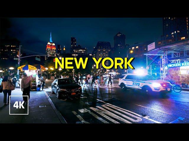 Evening in Manhattan - New York Night Walk - Walking Tour 4K