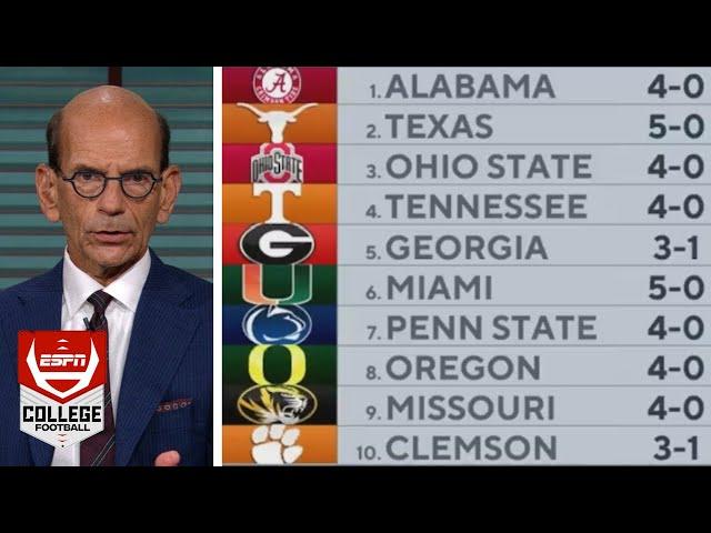 ESPN "breaks down" College Football Power Rankings Week 6: Alabama take over No.1; Georgia down No.5