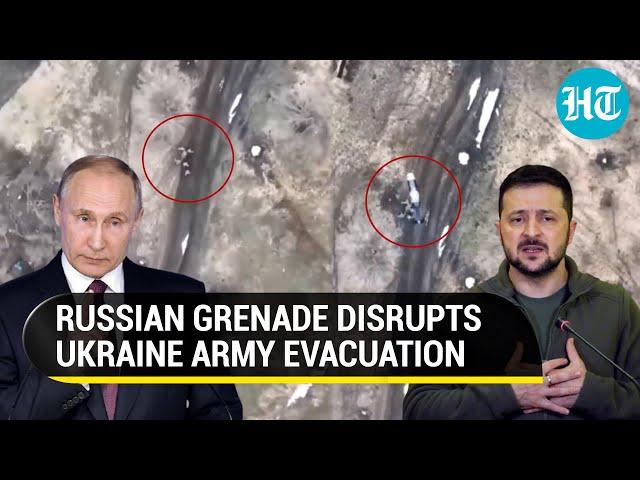 Russia targets 5 Ukraine soldiers carrying a stretcher near Svatove city | Quadcopter drops grenade