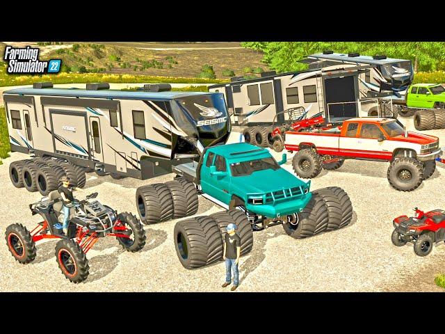 I WENT CAMPING WITH A $350,000 DUAL TIRE CAMPER! (RCC CAMPING) | FS22