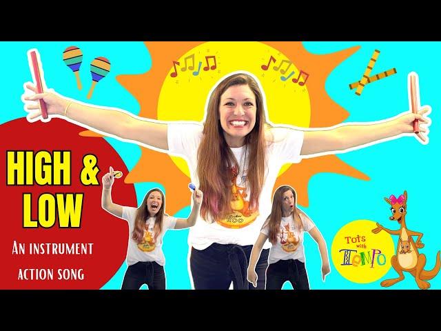 High and Low - An rhythm instrument action song to teach pitch for preschoolers and early elementary