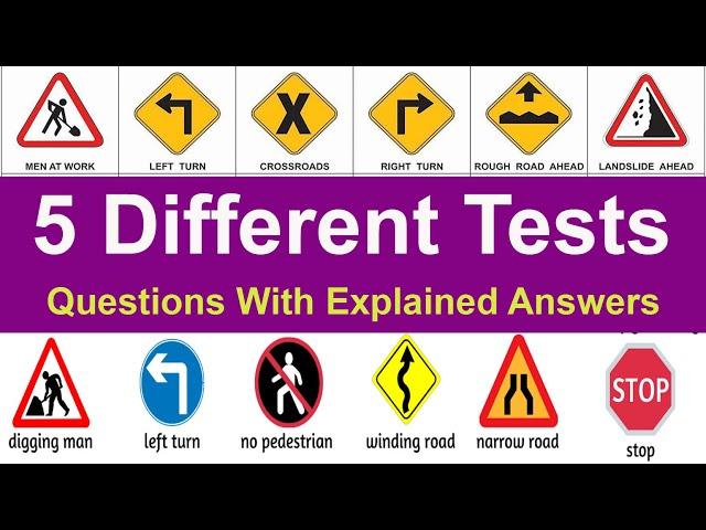 California DMV Written Test 2024  - 5 Different Tests (Questions with Explained Answers)