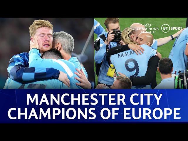 EPIC FULL TIME SCENES as Manchester City win the UEFA Champions League  BLUE MOON RISING 