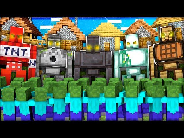 10,000 MUTANTS vs SECRET IRON GOLEMS in Minecraft