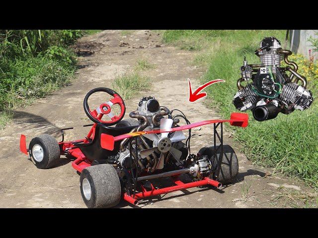 I Turn One Cylinder Engine Into Radial Engine and Turn Into Gokart