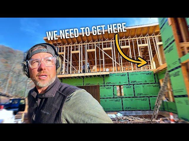 Construction of a MEGA sized Modern Home PT 57 | Winder Stair FRAMING!