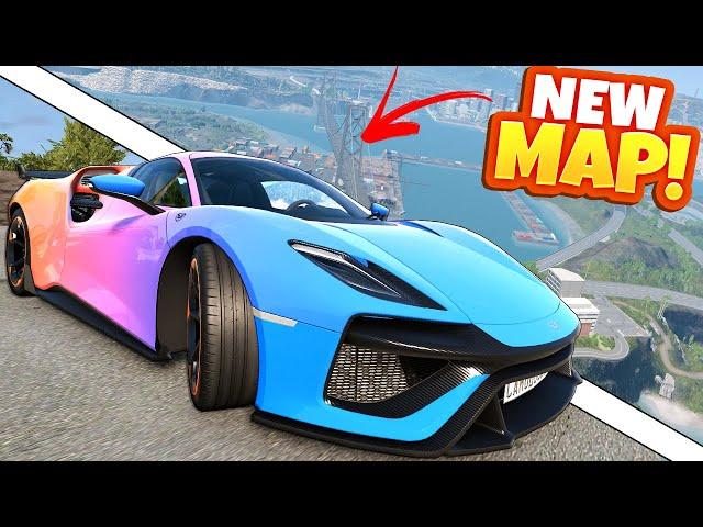 Escaping the Police On a MASSIVE NEW Map in a Supercar in BeamNG Drive Mods!