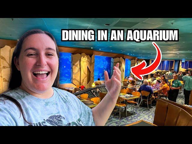 DINING IN AN AQUARIUM AT DISNEY WORLD! New Menu at Coral Reef in Epcot | Joey Fatone Eat to the Beat