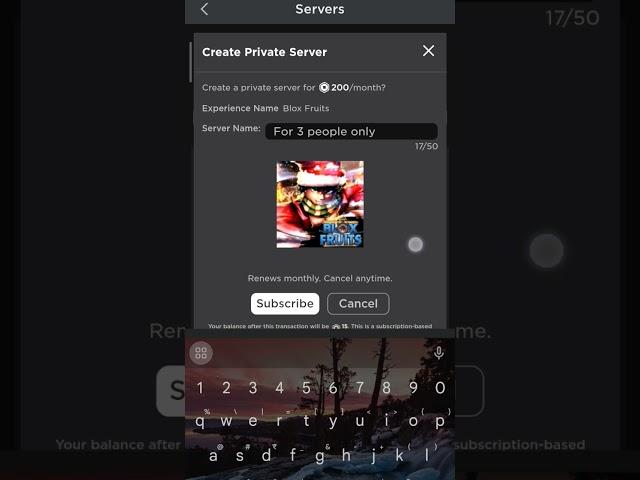 Buying Blox fruits private server #roblox #bloxfruits #privateserver #robux