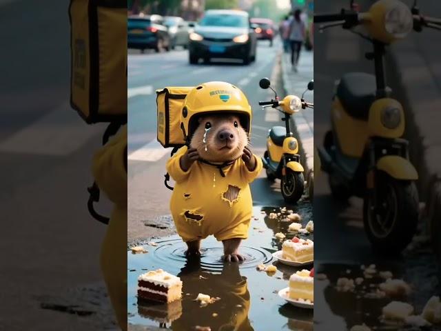 Poor Capybara lost delivery #capybara #cute #foryou #animals #funny #shorts #shortvideo