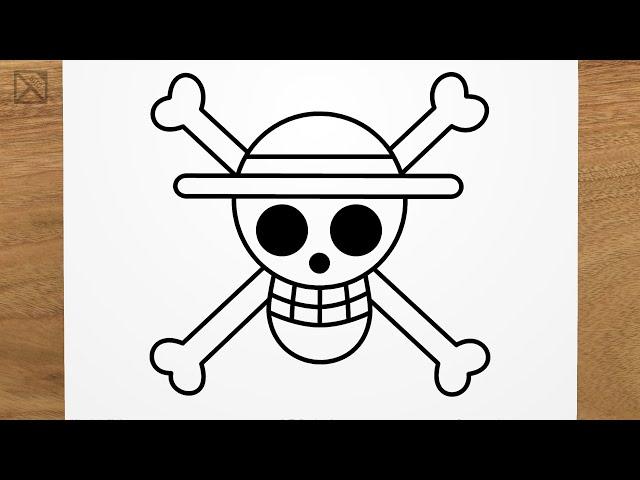 How to draw Luffy's Pirate Flag (One Piece) step by step, EASY